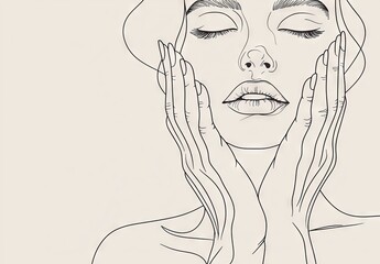 Stylish female face modern illustration made from one line drawing. Woman beauty fashion concept, minimalistic style design for logos and posters.