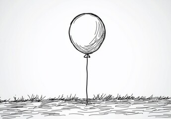 Wall Mural - The balloon is drawn continuously in one line. Simple holiday object.