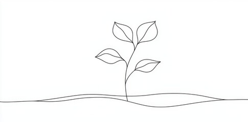 Sticker - The sprout is drawn in a continuous line. Doodle line art hand drawn by the author.