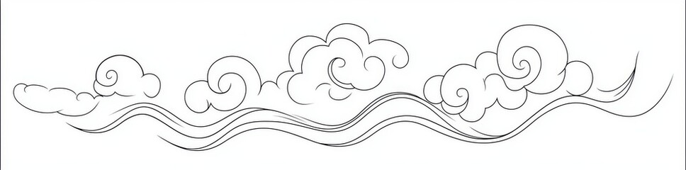 Wall Mural - lineart of cloud continuous line. linear icon of cloud. one line drawing background. modern illustra