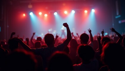 A crowd of people are at a concert