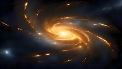 Golden Galaxy Abstract Space Design 