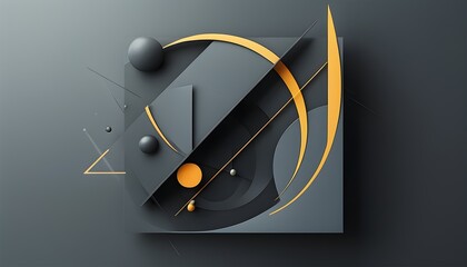 Wall Mural - Modern Abstract Geometric Shapes Against Dark Background in Creative Minimalist Design