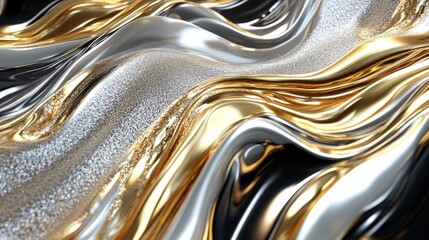 Abstract Gold and Silver Wave Background Design