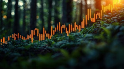 Sticker - Stock Market Growth In Forest  Abstract Financial Concept