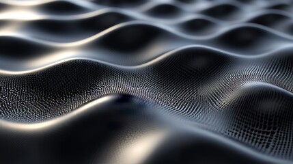 Wall Mural - Black Wavy Texture with Glossy Surface Patterns