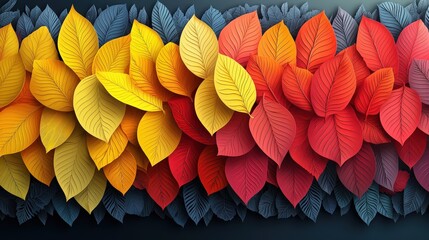 Canvas Print - Colorful Autumn Leaves Background with Blue  Yellow  Orange and Red Tones