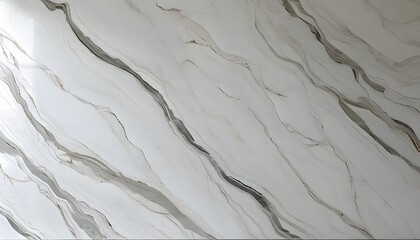 Wall Mural - Elegant white marble wall adorned with intricate swirls and flowing lines