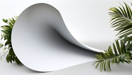 Wall Mural - Sculptural elegance of a flowing curved paper design against a pristine white backdrop