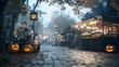 © wudu_8 - Haunted festival food cart serving eerie witchs brew soup bat-wing pastries