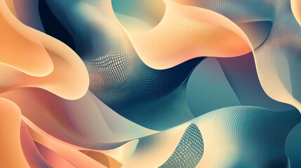 Wall Mural - Abstract Waves in Soft Colors and Fluid Shapes