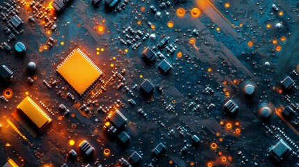 Wall Mural - Circuit Board Close-up.