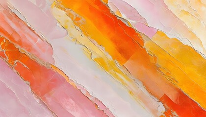 Wall Mural - Abstract marble texture featuring apricot, pastel pink, orange, and yellow hues in a modern design.