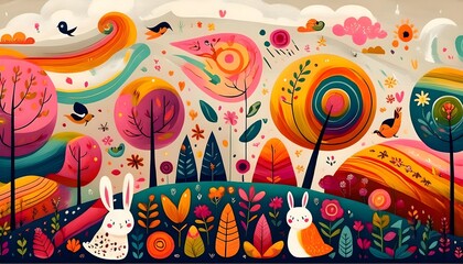 Wall Mural - Bosques de Colores Encantados