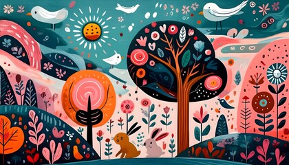 Wall Mural - Bosques de Colores Encantados