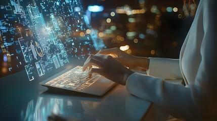 Futuristic digital technology computer programming and software development in the modern business