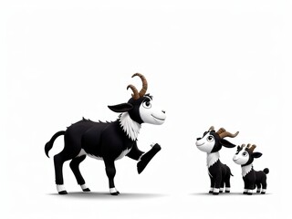 Wall Mural - 3d cartoon white goat isolated in white background