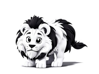 Wall Mural - 3d cartoon white lion isolated in white background