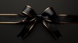 © Qeeyart - A luxurious black ribbon bow with elegant gold edging set against a black background. The minimalistic yet sophisticated design exudes a sense of elegance and refinement.