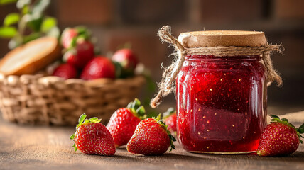 strawberry jam in a jar