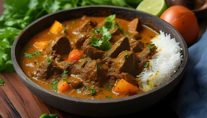 Wall Mural - Deliciously Spiced Kolkata Beef Curry in Authentic Indian Style