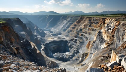 Wall Mural - Exploration of an Abandoned Kimberlite Pipe, One of the Deepest Quarries Worldwide