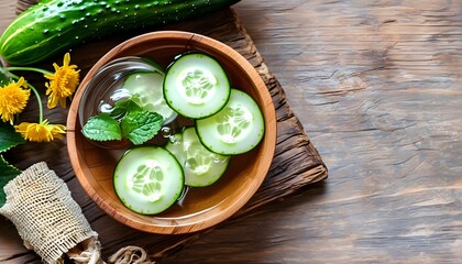 Wall Mural - Fresh Cucumber Slices for Natural Homemade Face Toner and Spa Beauty Mask Treatment