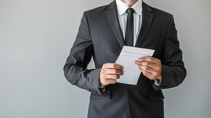 Confident professional in a tailored suit holding a resume.Diversity,Inclusion,lawyer,doctor,engineer,ecruiter,job board,professionalism, job interview, career advancement, and corporate success.