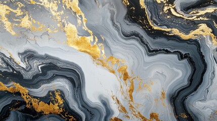 Wall Mural - Painting created from spilled oil on paper with shiny golden veins, ideal for unique wallpapers, rugs, and wall art.