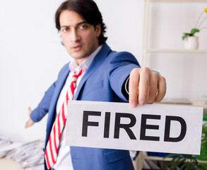 Sticker - Young businessman employee unhappy with excessive work