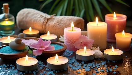 Wall Mural - Relaxing Spa Therapy with Tranquil Candles