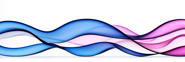 Poster - Abstract blue and pink waves on white background.