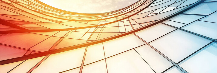 Canvas Print - Sun reflecting off the glass facade of a modern building