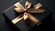 © W. Thienthongthai - Elegant black gift box with shiny gold ribbon, evoking feelings of anticipation and joy.