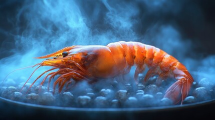 Steaming Fresh Shrimp in a Pan