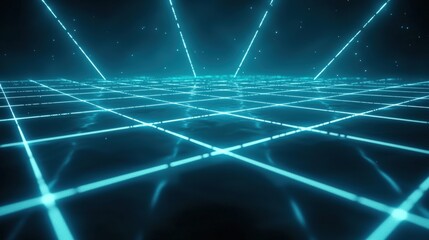 Poster - Abstract blue grid background
