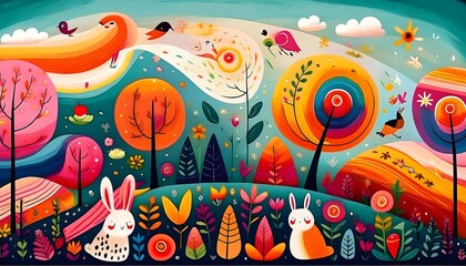 Wall Mural - Bosques de Colores Encantados