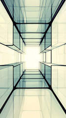 Canvas Print - Looking up through a modern glass and steel structure.