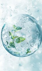 Sticker - Green plant in water bubble