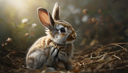 Charming Portrait of a Bunny in a Cozy Home Environment