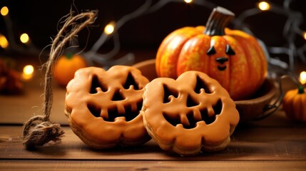 Wall Mural - Pumpkin-Shaped Cookies for Halloween