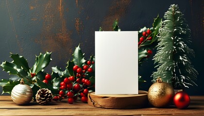 Wall Mural - Festive Christmas Card Mockup Featuring Ample Copy Space for Personalization