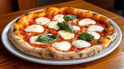 Fresh Margherita Pizza with Basil and Mozzarella Cheese