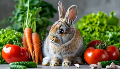 Wall Mural - Wholesome Eating for Domestic Rabbits with Fresh Greens