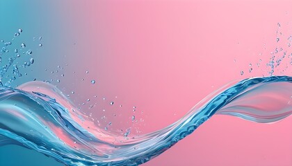 Wall Mural - Vibrant abstract splashes of blue and pink waves on a soft pink background