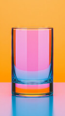 Sticker - Empty glass on a colorful backdrop.