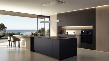 Wall Mural - Sleek modern kitchen design featuring high-tech appliances and sustainable practices.