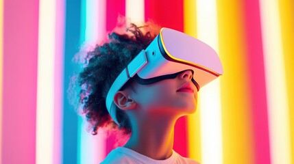 Poster - A young person using a virtual reality headset, exploring immersive technologies and innovation.