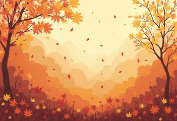 Background illustration with abstract elements in autumn colors