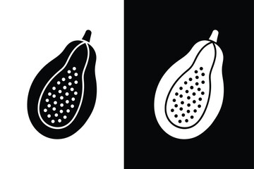 Wall Mural - Minimalist Papaya Icon. Flat Silhouette Vector Illustration